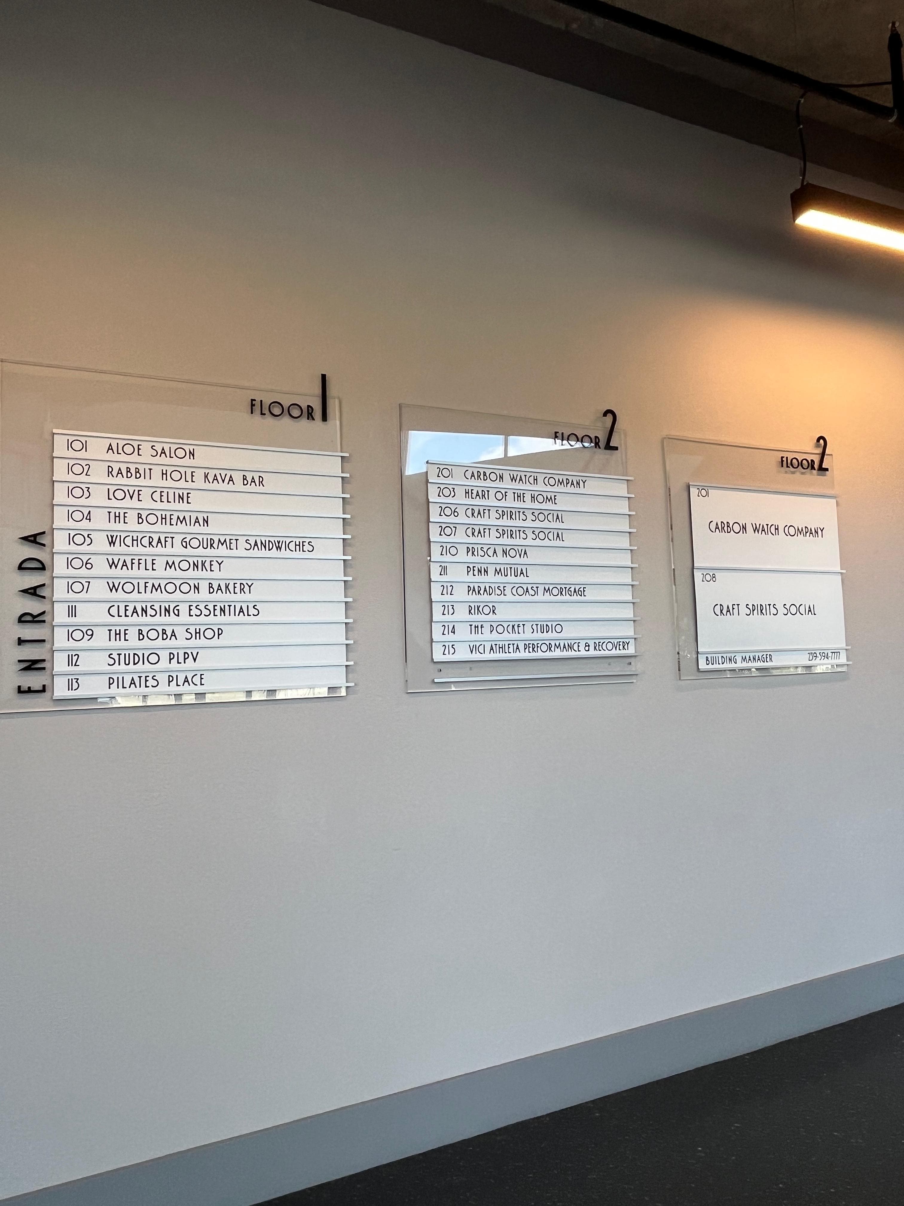 Building directory listing Prisca Nova, suite 210